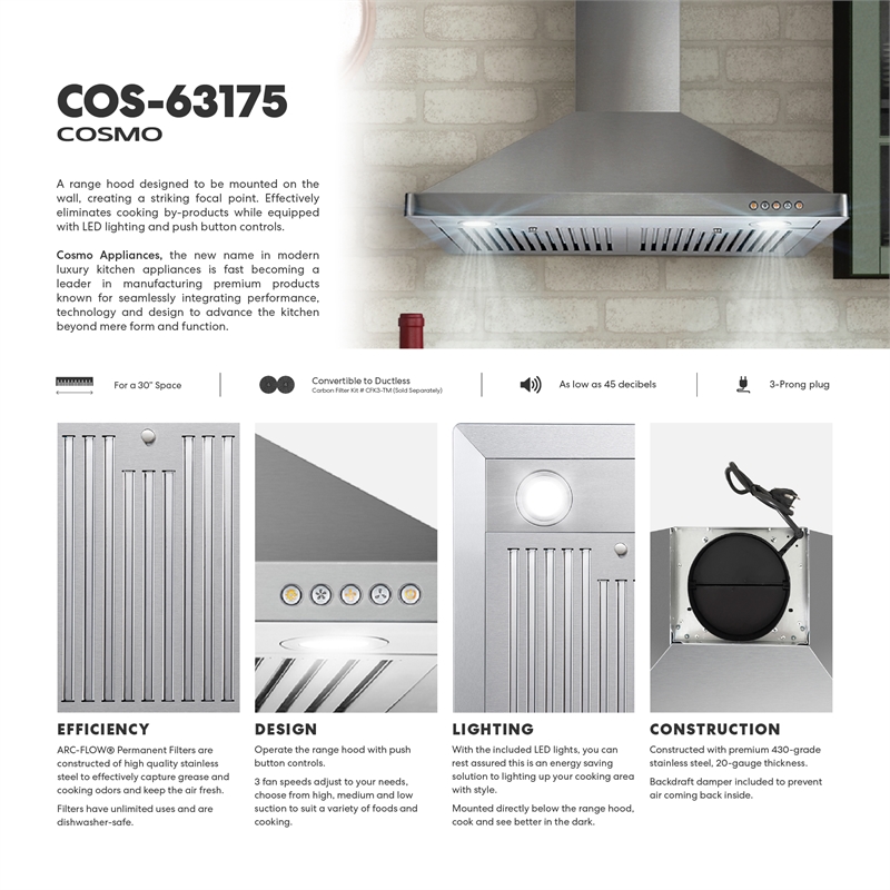 30 in. Vista Collection Ducted Wall Mount Range Hood in Stainless Steel