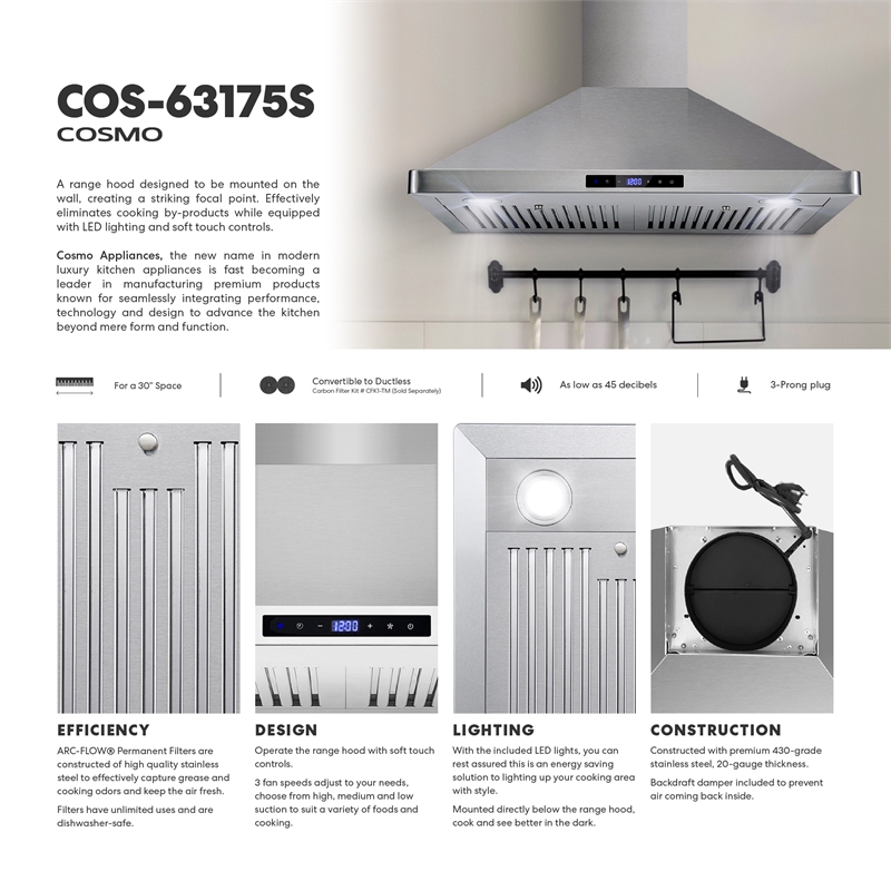30 in. Vista Collection Ducted Wall Mount Range Hood in Stainless Steel
