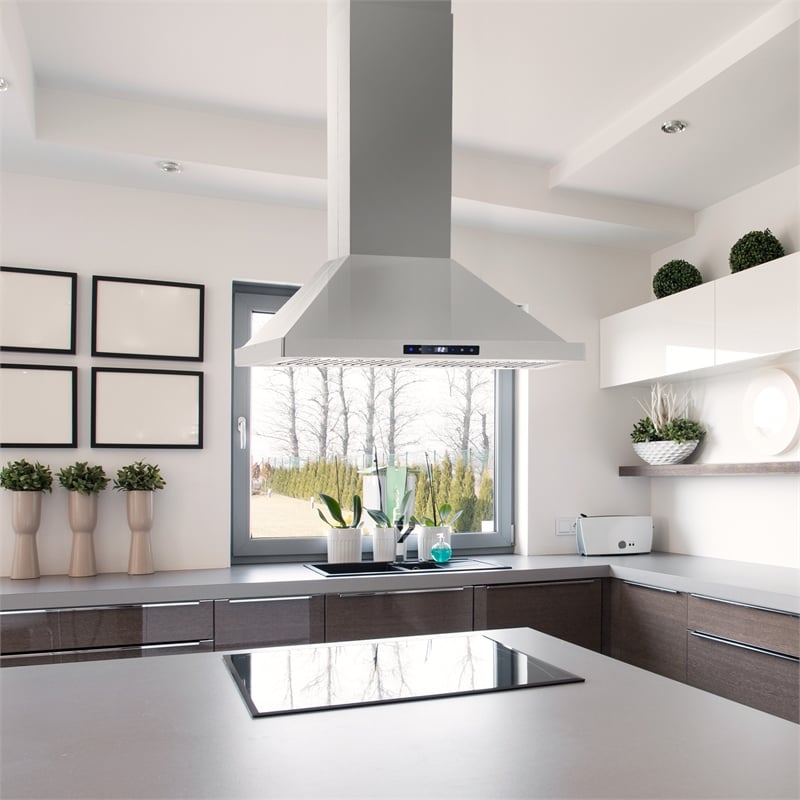 30 in. Lumin Collection Ductless Island Range Hood in Stainless Steel