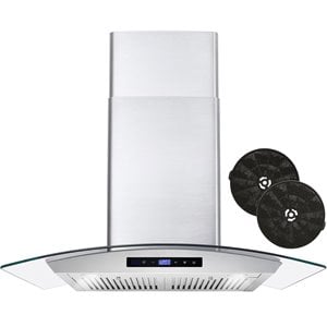 36 in. Lumin Collection Ducted Island Range Hood in Stainless Steel