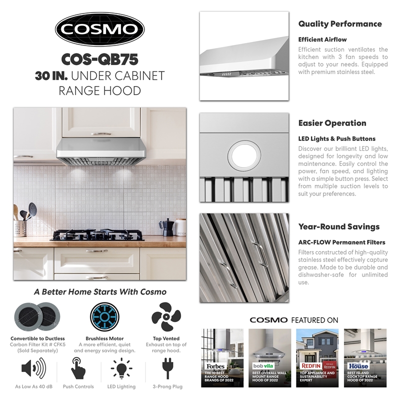 30 in. Haven Collection Ducted Under Cabinet Range Hood in Stainless Steel