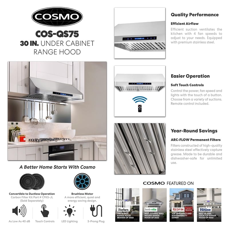 30 in. Haven Collection Ducted Under Cabinet Range Hood in Stainless Steel