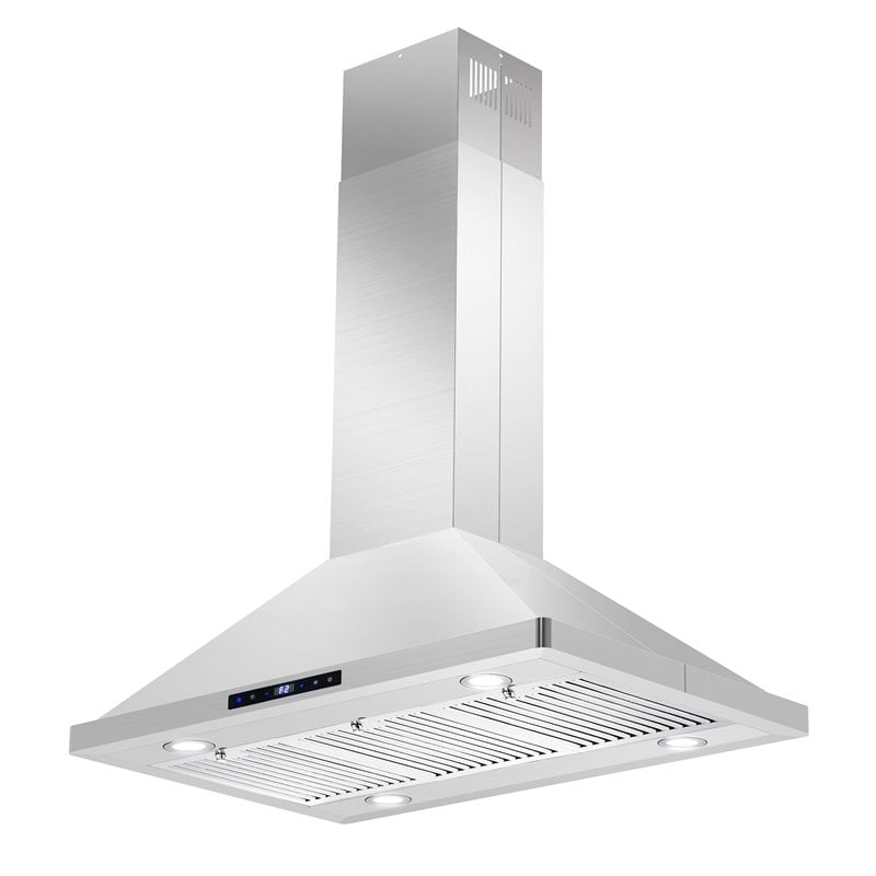 Cosmo 36" 380 CFM Ductless Island Range Hood Kitchen Hood in Stainless