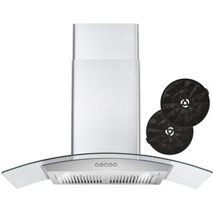 36 in. Vista Collection Ductless Wall Mount Range Hood in Stainless Steel