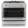 36 in. Nebula Collection 4.4 cu. ft. 5 Burners Gas Range- LP Kit