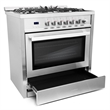 36 in. Nebula Collection 4.4 cu. ft. 5 Burners Gas Range- LP Kit