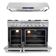 Cosmo COS-EPGR486G 48 in. Double Oven Gas Range & 48 in. Range Hood Set