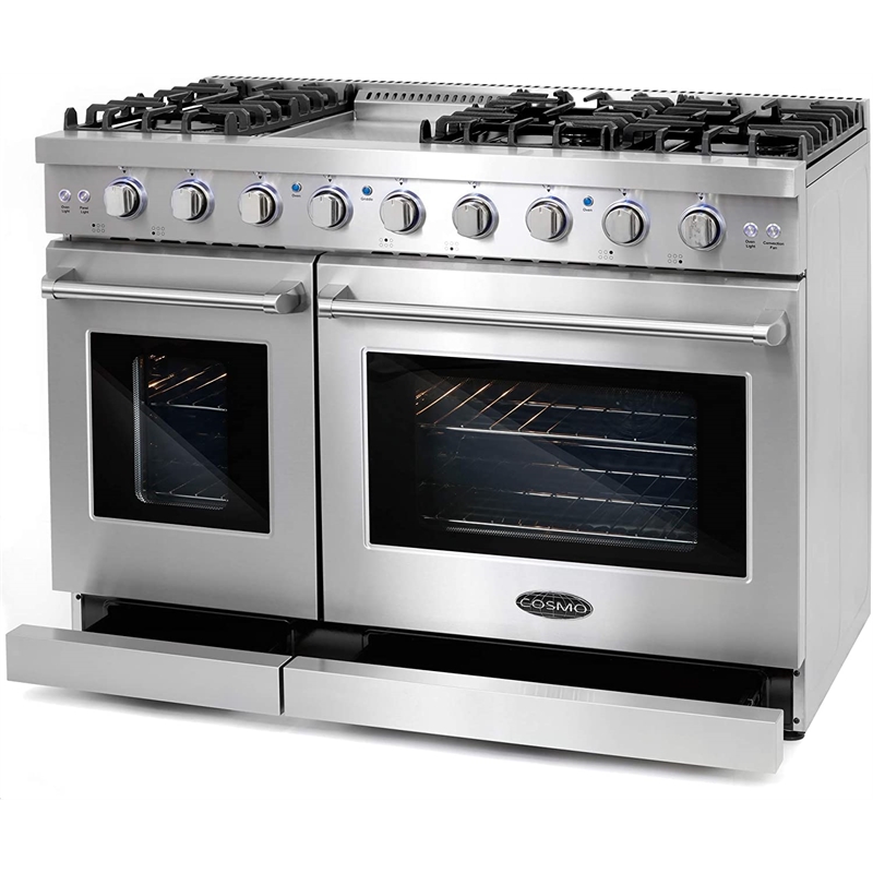 Cosmo COS-EPGR486G 48 in. Double Oven Gas Range & Hood Set - Liquid Propane