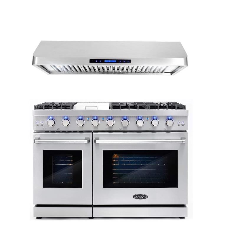 Cosmo COS-EPGR486G 48 in. Double Oven Gas Range & Hood Set - Liquid Propane