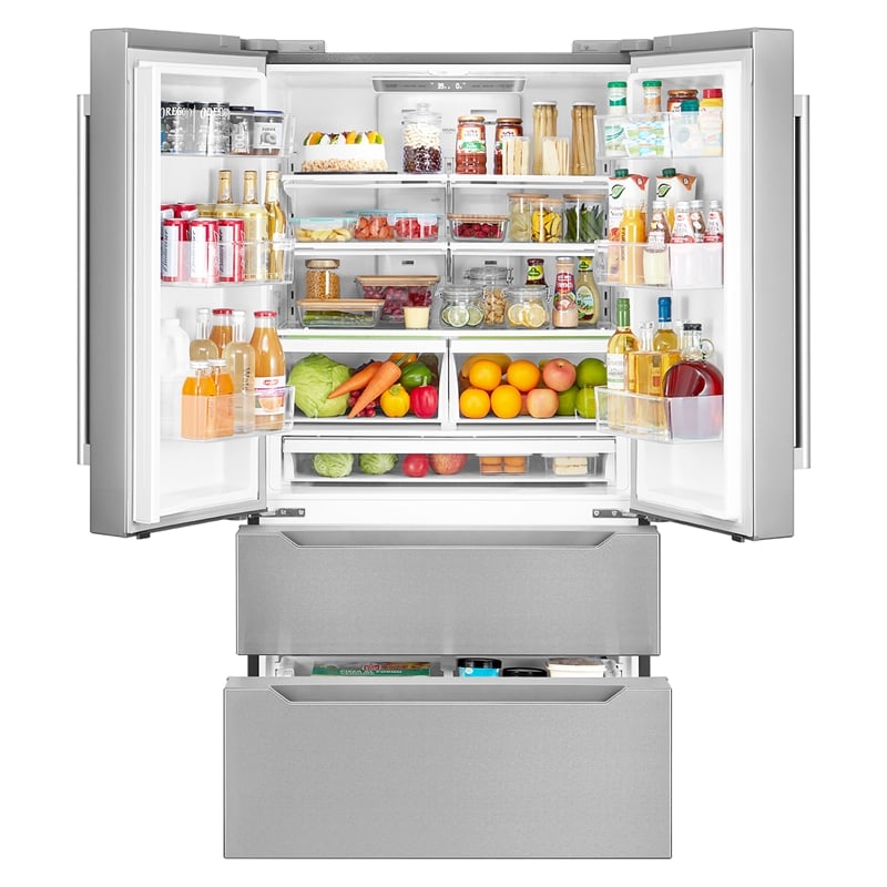 22.5 cu. ft. 4-Door French Door Refrigerator with Handles in Stainless Steel