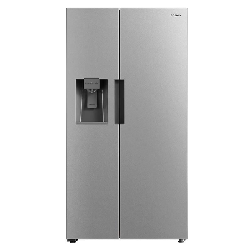 silver fridge freezer with ice dispenser