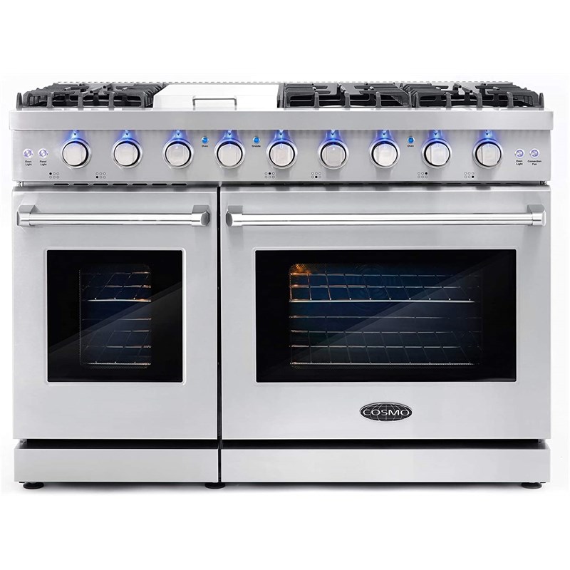 Cosmo 48 in. Gas Range & Hood & Dishwasher & Refrigerator Set - Liquid Propane