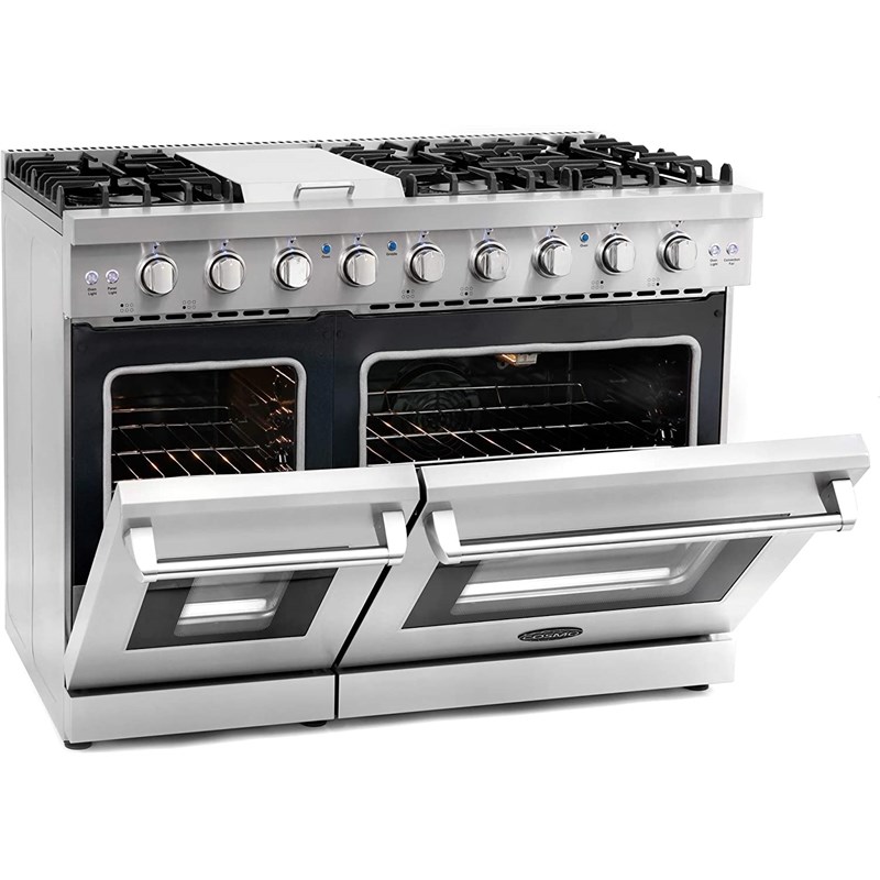 Cosmo 48 in. Gas Range & Hood & Dishwasher & Refrigerator Set - Liquid Propane