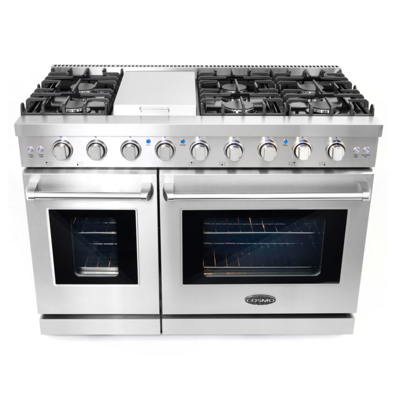 Cosmo 48 in. Gas Range & Hood & Dishwasher & Refrigerator Set - Liquid Propane