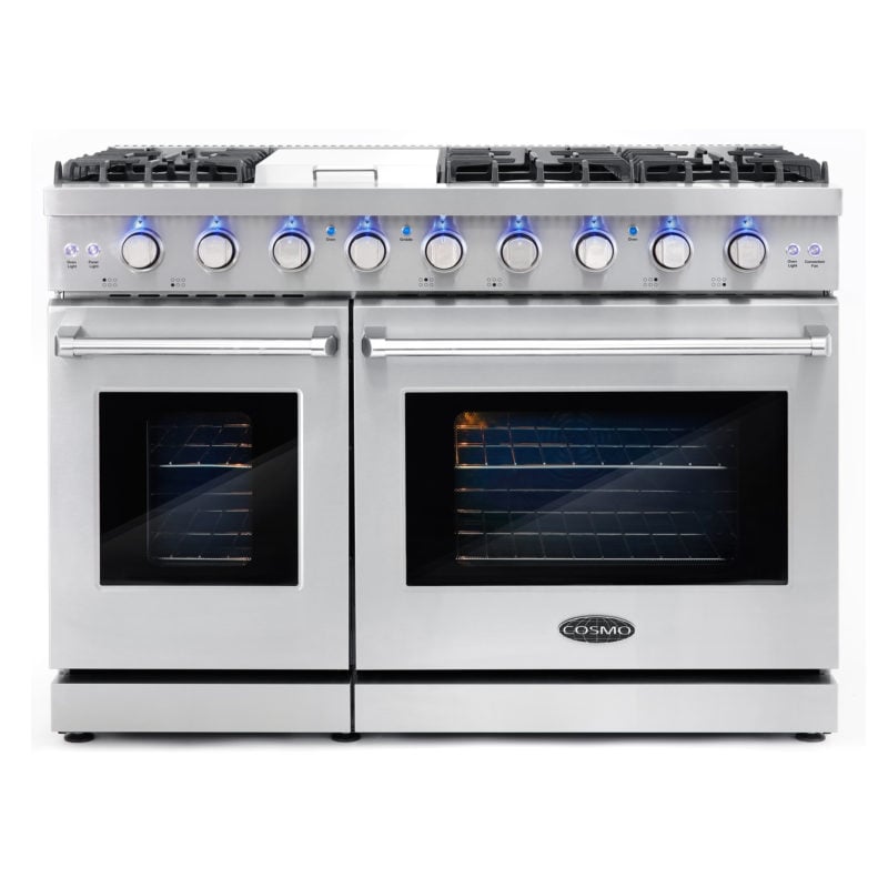 Cosmo 48 in. Range & Hood & Dishwasher & Wine Cooler & Fridge & Microwave Set