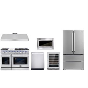 Cosmo 48 in. Range & Hood & Dishwasher & Wine Cooler & Fridge & Microwave Set
