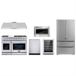 Cosmo 48 in. Range & Hood & Dishwasher & Wine Cooler & Fridge & Microwave Set LP