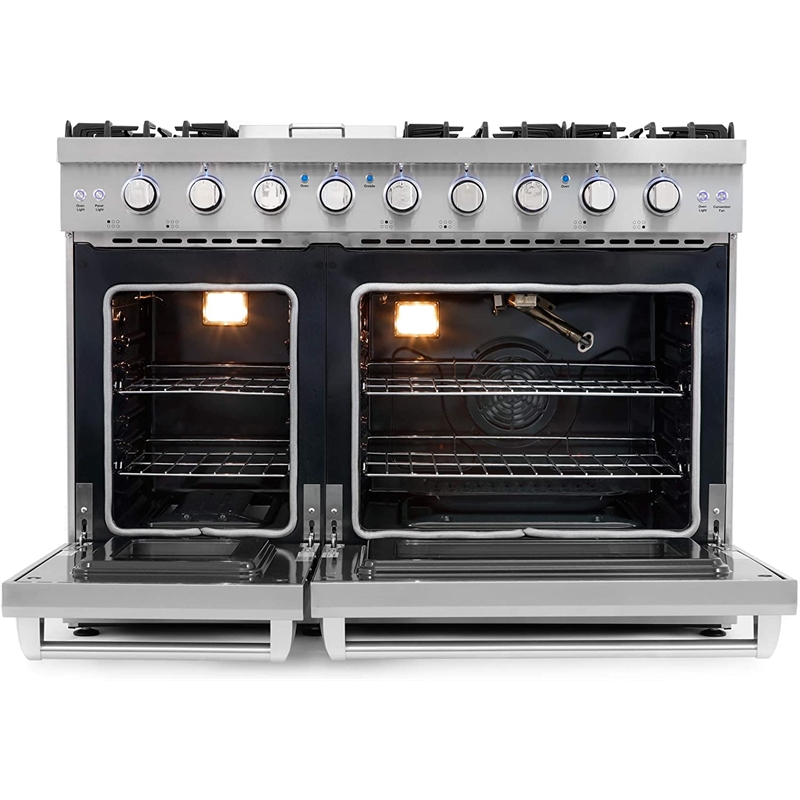 Cosmo 48 in. Gas Range & Dishwasher & Wine Cooler & Refrigerator Set - LP Kit