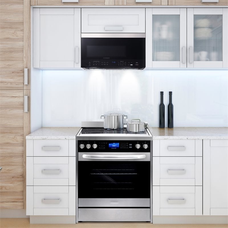 Cosmo 30 in. Drop-In Cooktop & Over-the-Range Microwave Oven with Vent Fan Set