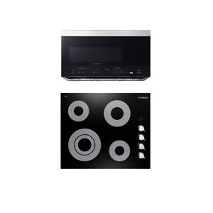 Cosmo 30 in. Drop-In Electric Ceramic Glass Cooktop & Microwave w/ Vent Fan Set