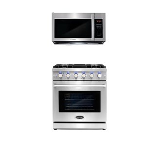 Cosmo COS-EPGR304 30 in. 4.5 cu. ft. Gas Range & Microwave w/ Vent Fan Set