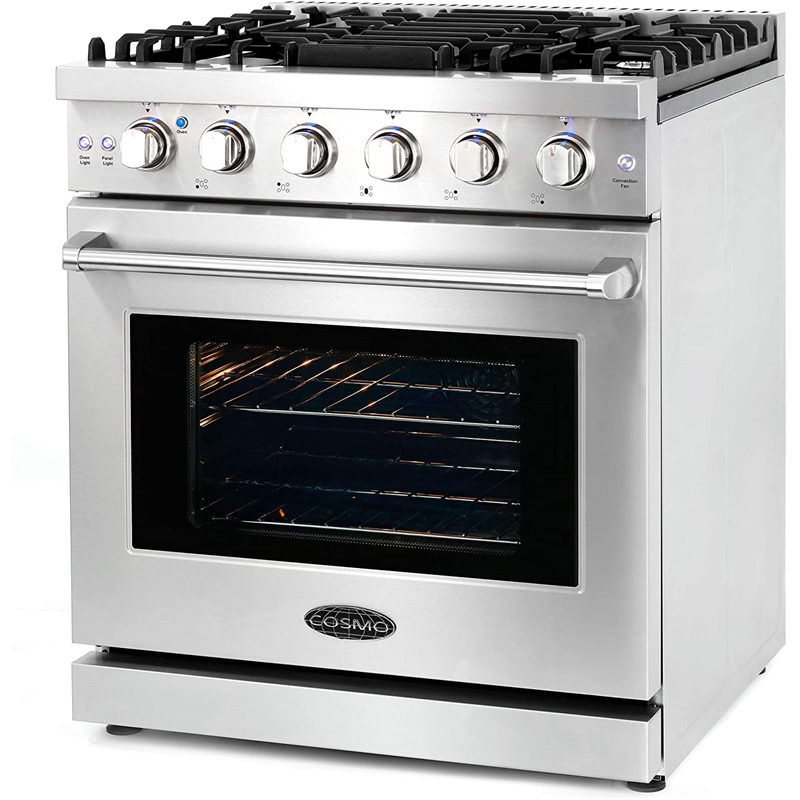 Cosmo 30 in. Gas Range & Microwave w/ Vent Fan & Dishwasher & Fridge Set