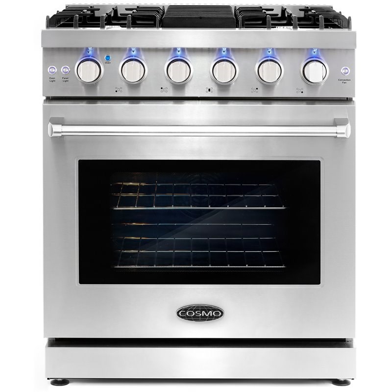 Cosmo 30 in. Gas Range & Range Hood & Dishwasher & Refrigerator Set