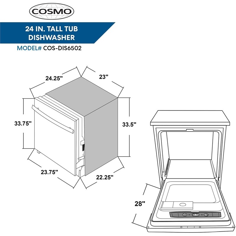 Cosmo 30 in. Gas Range & Range Hood & Dishwasher & Refrigerator Set