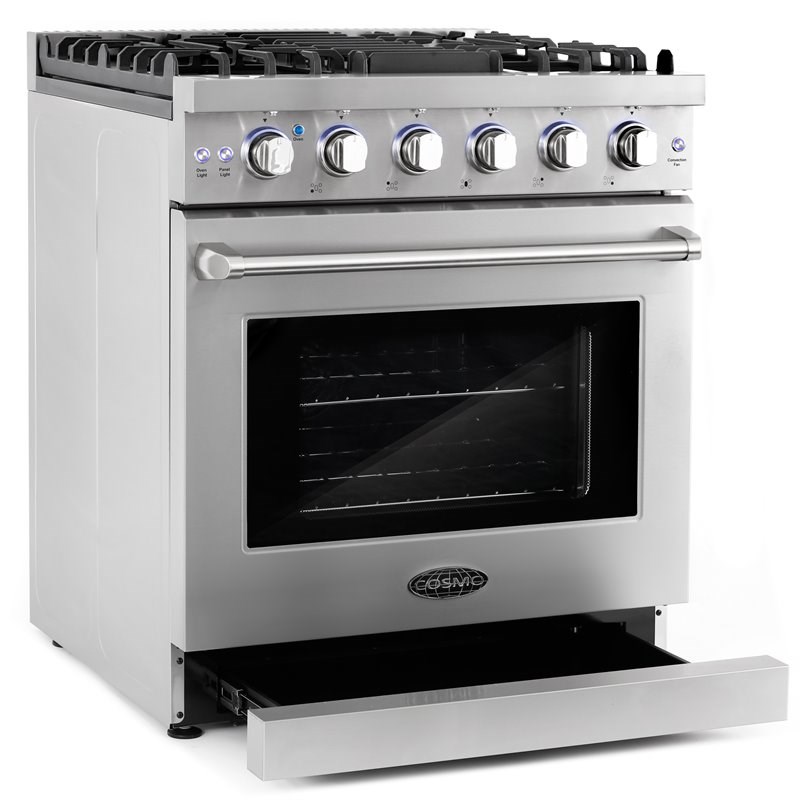 Cosmo 30 in. Gas Range & Range Hood & Dishwasher & Refrigerator Set