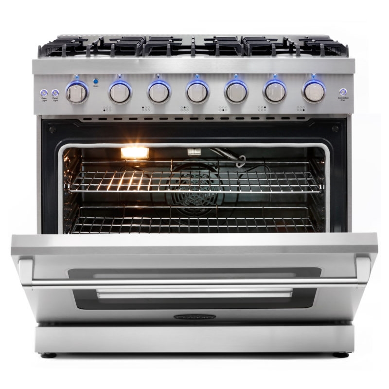 Cosmo 36 in. Gas Range & Hood & Dishwasher & Refrigerator & Microwave Set