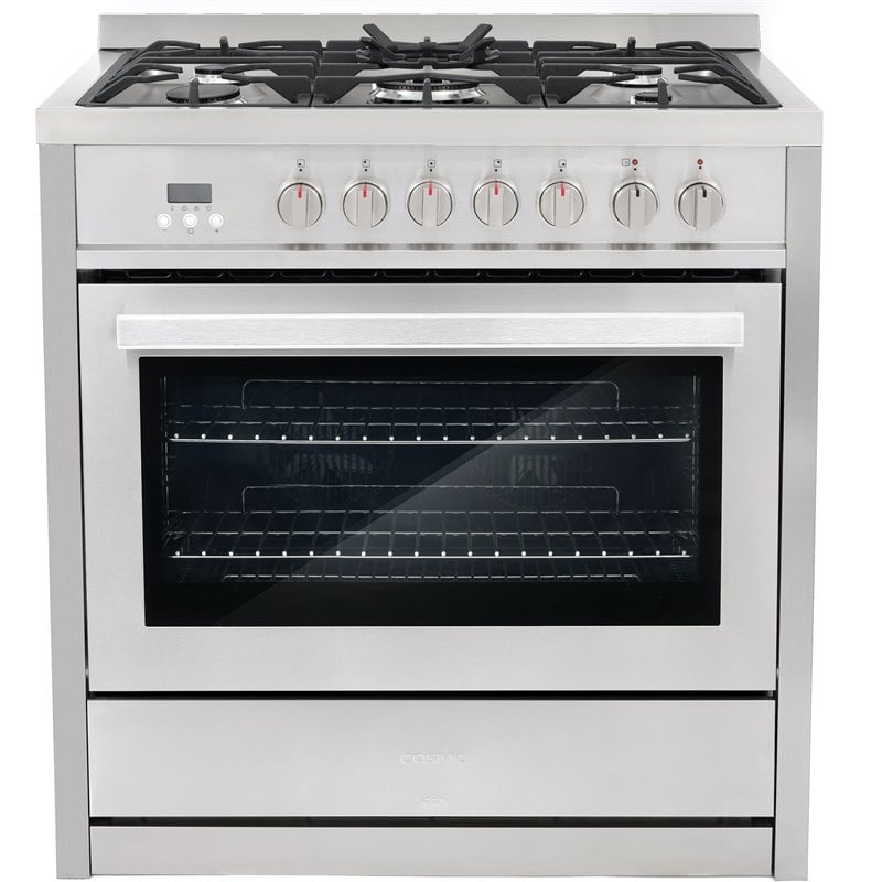 Cosmo 36 in. Dual Fuel Range & Range Hood & Dishwasher & Refrigerator Set