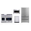 Cosmo 48 in. Double Oven Gas Range & Dishwasher & Refrigerator & Microwave Set