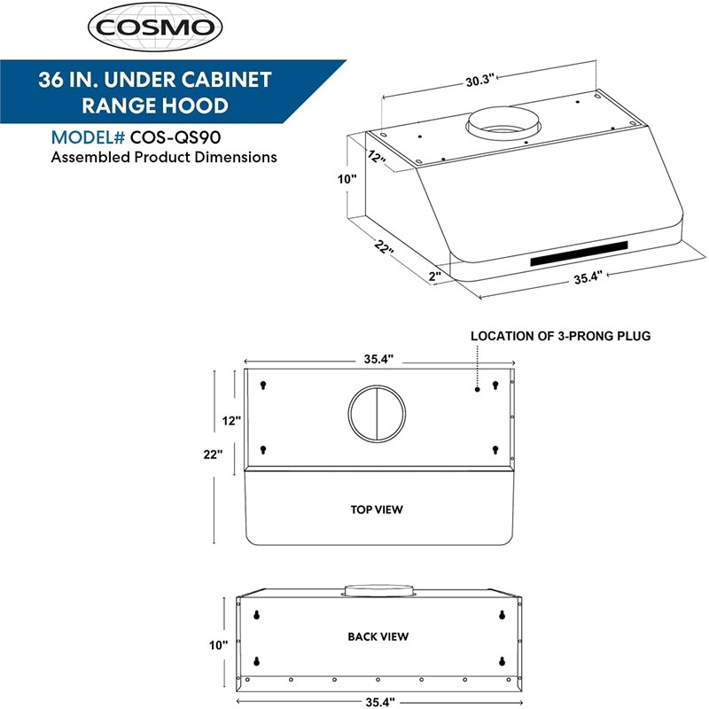 Cosmo COS-EPGR366 36 in. Gas Range & Range Hood & Dishwasher & Refrigerator Set