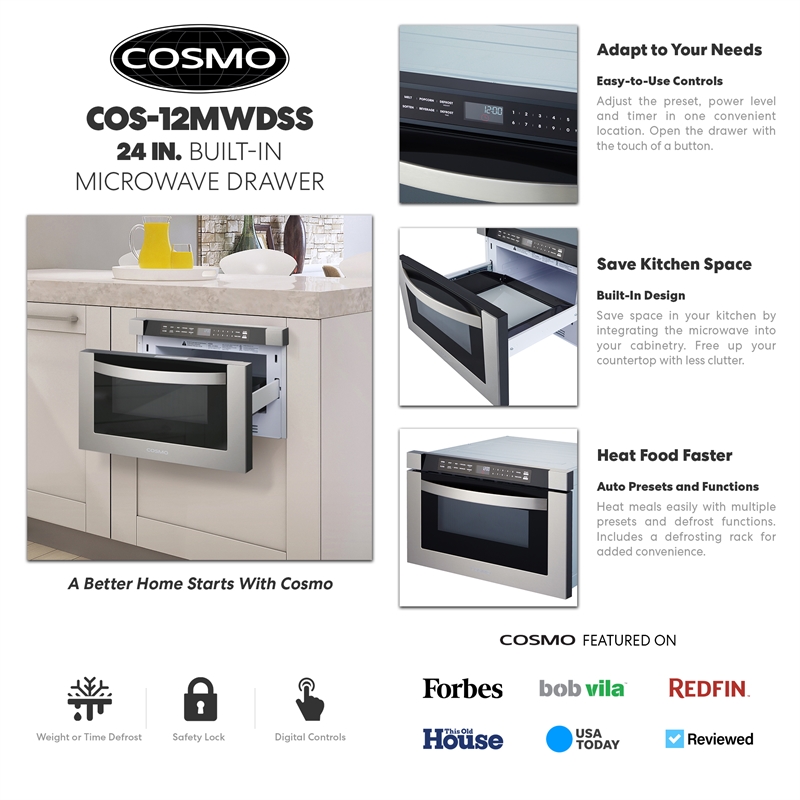 24 in. Haven Collection 1.2 cu. ft. Built-in Microwave Drawer in Stainless Steel