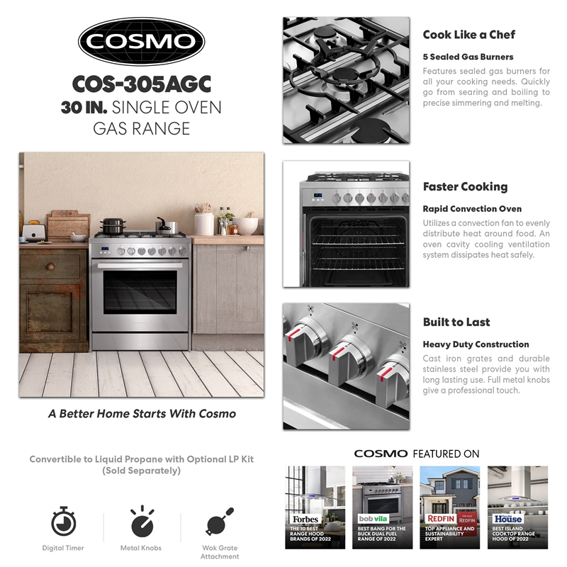 30 in. Nebula Collection 5.0 cu. ft. 5 burner Gas Range in Stainless Steel