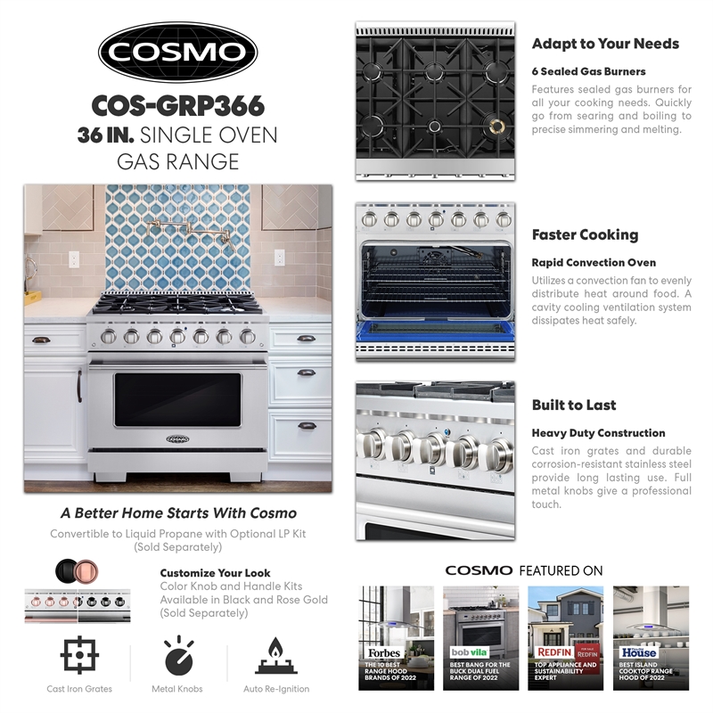 36 in. Vista Coll 4.5 cu. ft. 6 Burner Gas Range in Stainless Steel
