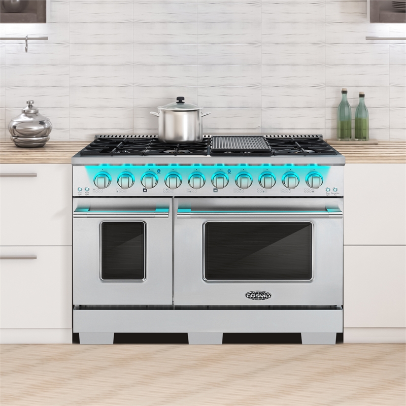 48 in. Vista Collection 6.6 cu. ft. Double Oven Gas Range in Stainless Steel