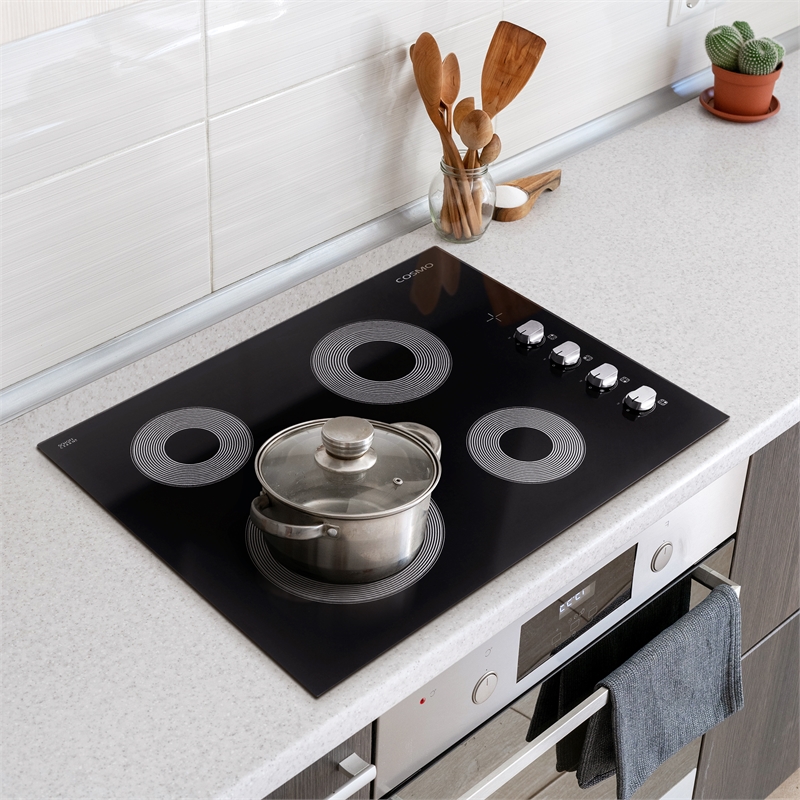 24 in. Electric Ceramic Glass Cooktop with 4 Elements Dual Zone Element