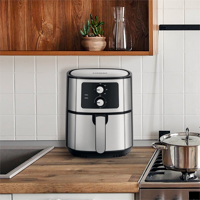 5.8 Quart Electric Hot Air Fryer with 1400W in Stainless Steel