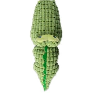 bone dry modern polyester fabric plush with squeaker pet toy in alligator green