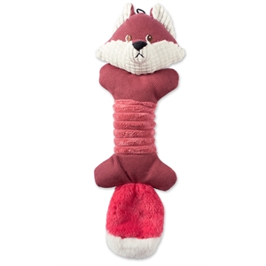 bone dry modern polyester fabric fox squeaky bone pet toy in pink