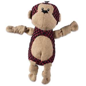 bone dry modern polyester fabric monkey with squeaker burlap pet toy in brown