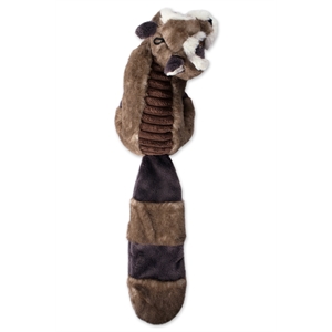 bone dry modern polyester fabric raccoon plush with squeaker pet toy in brown