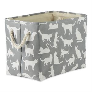polyester pet bin cats meow gray rectangle small 14x8x9