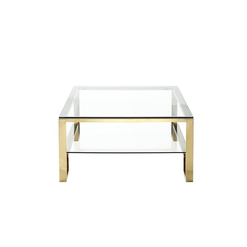 Pangea Home Laurence Metal Coffee Table in Polished Gold