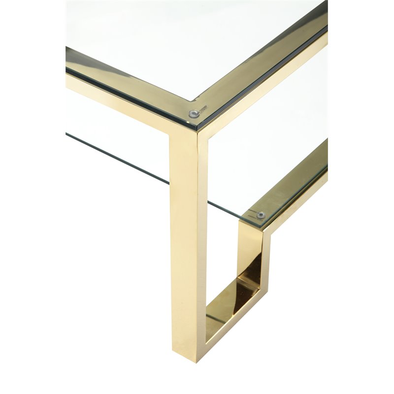 Pangea Home Laurence Metal Coffee Table in Polished Gold