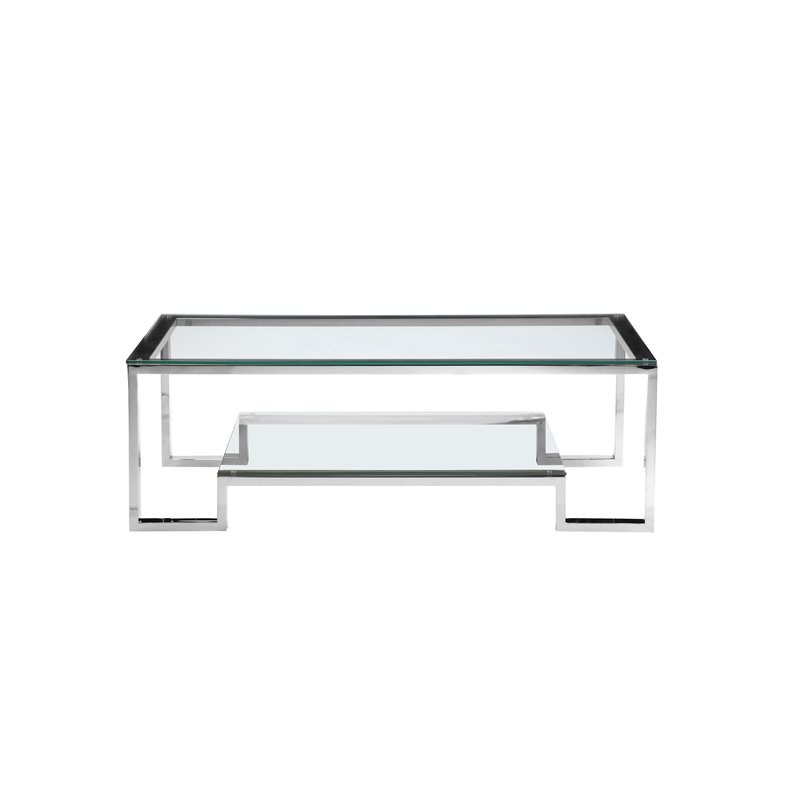 Pangea Home Laurence Long Metal Coffee Table Long in Silver