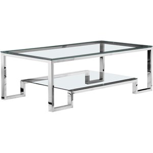 pangea home laurence long metal coffee table long in silver