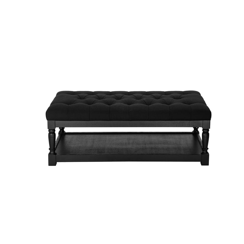 Pangea Home Athena Wood Rectangle Coffee Table in Black