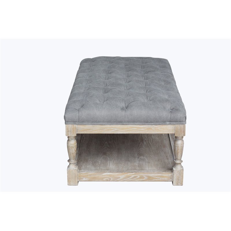 Pangea Home Athena Wood Rectangle Coffee Table in Antique White & Frost Gray